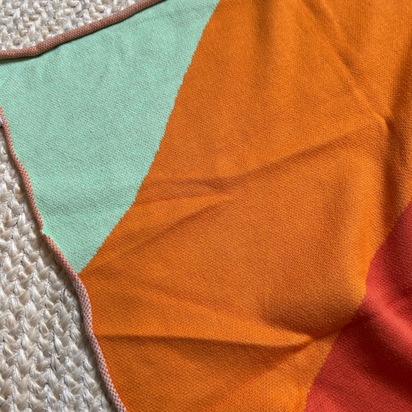 Baby blanket toddler Nordstrom boy girl color block waves 100% cotton knit - Picture 4 of 7